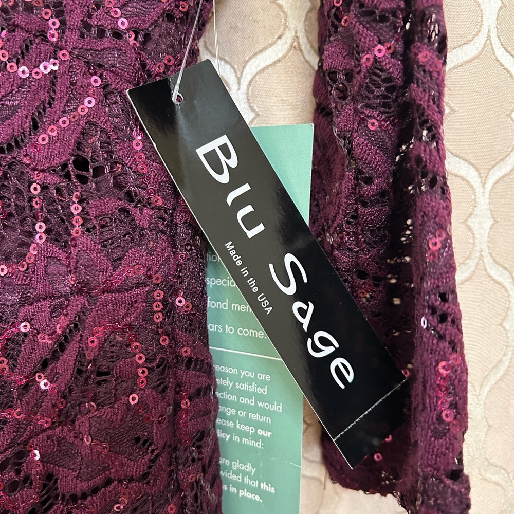 Blu Sage Long Sleeve Burgundy Sequin Dress - Picture 4 of 4
